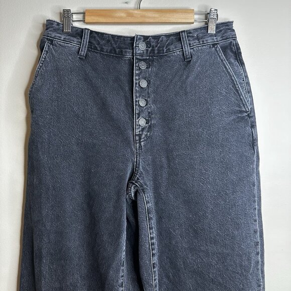 Madewell Curvy Super Wide Leg Jeans Women's 30 Black Denim Button Fly Flare Y2K - Picture 7 of 15